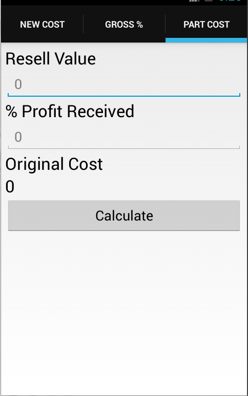 Gross Percent Calculator Screen 3