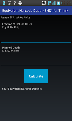 Scuba END Calculator