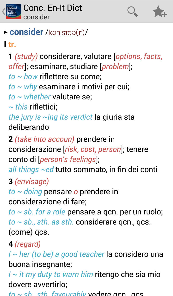 Concise Oxford Italian Dict Screen 2