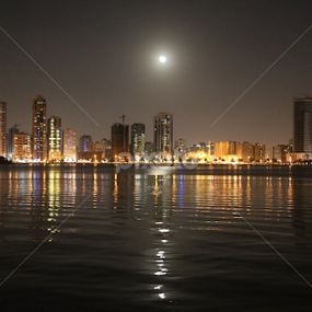 Buheira Corniche in Full Night Moon. by Manoj Ojha - City,  Street & Park Night
