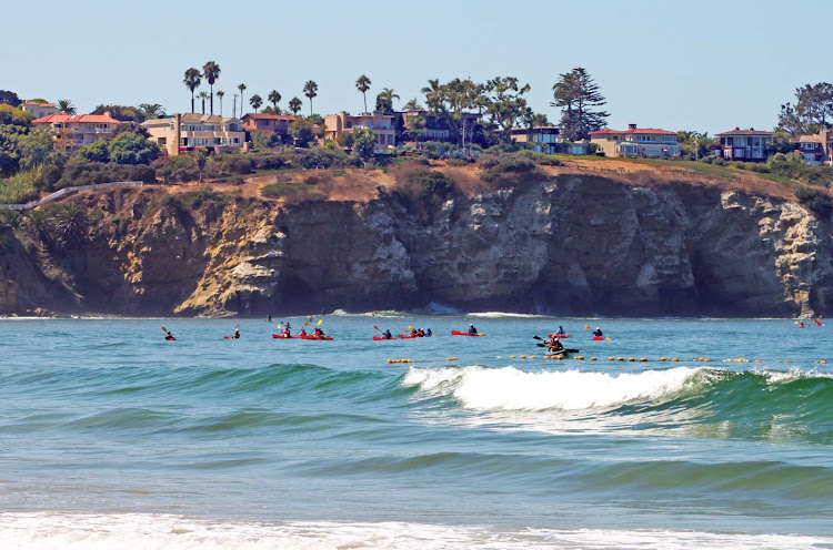 Kayakers at La Jolla Shores near San Diego.