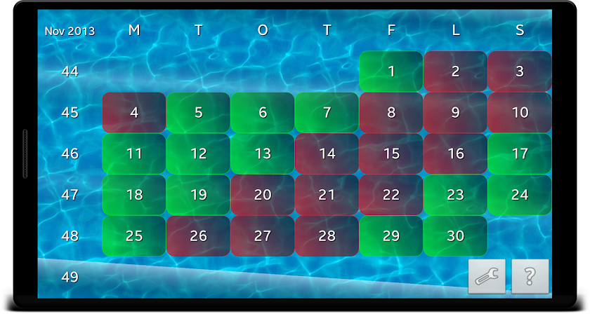 Work Shift Calendar Deluxe Screen 1