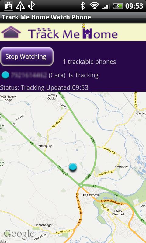 Android application Track Me Home screenshort