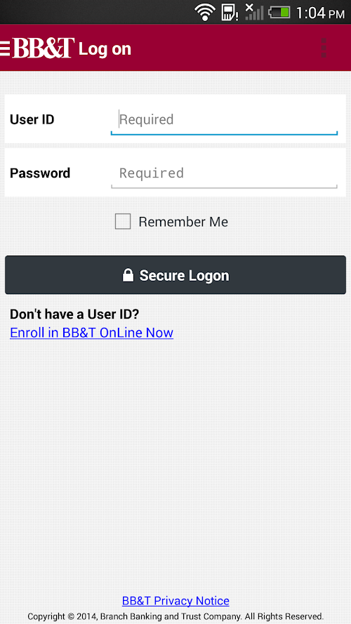 Android application BB&amp;T Mobile Banking screenshort