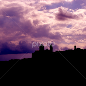 Purple Sky by Athena Kapsokavadi - Landscapes Caves & Formations