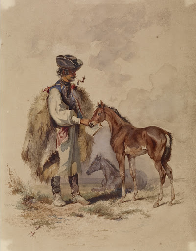 Peasant Feeding a Colt - Joseph Heicke (Austrian, 1811 - 1861) — Google