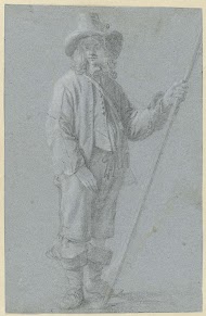 Staande man met hoed en innocente en lans