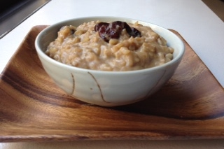 Maple rice pudding with bourboned cherries