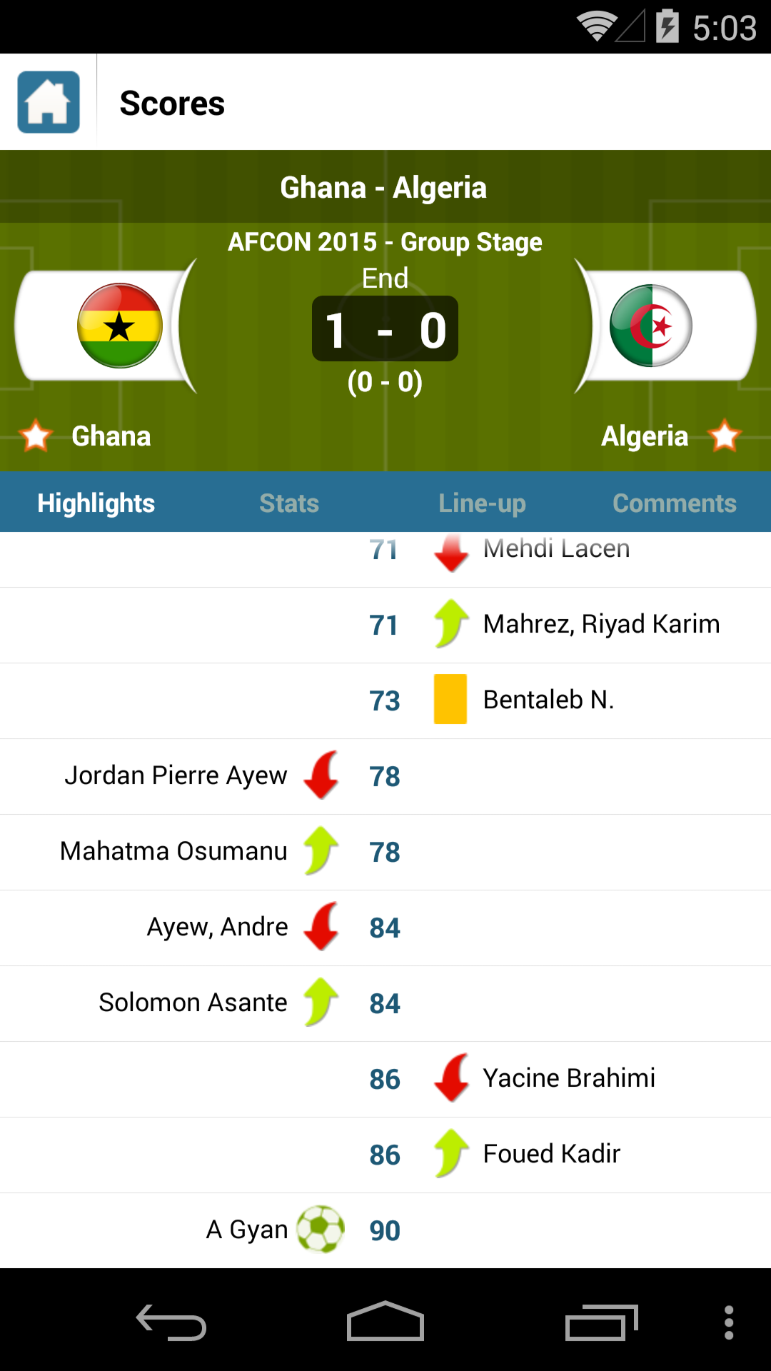 Android application Skores - Live Scores screenshort