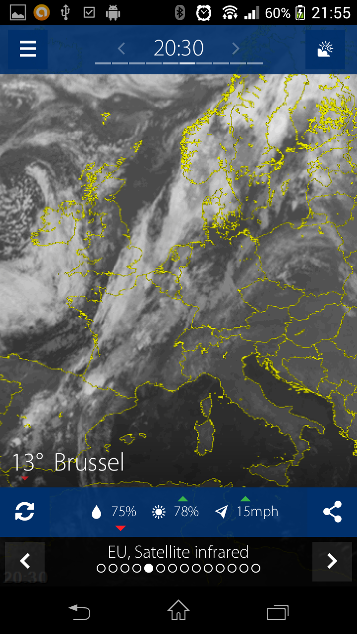 Android application Sat24, Weather satellite screenshort