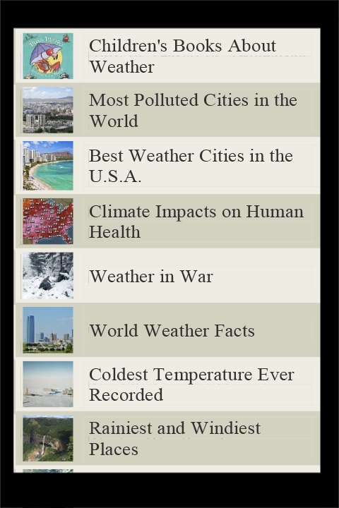 Weather Lists Screen 3