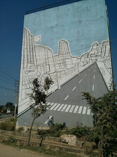 Buildings and Street Wall Mural