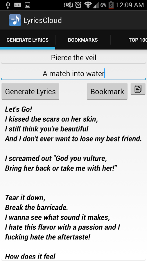 Lyrics Cloud - screenshot