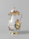 Koffiekan met deksel, veelkleurig beschilderd met chinoiserieën en het wapen van de Venetiaanse familie Morosini