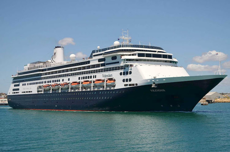 Holland America's Volendam departs from Fremantle Harbour in Western Australia.