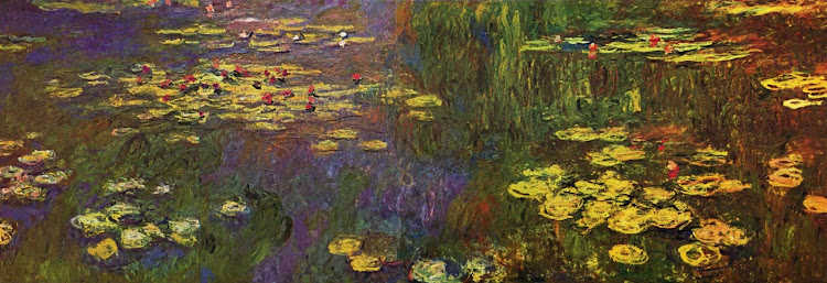 "Water Lilies," aka "Nymphéas" (c. 1922), watercolor painting by French Impressionist Claude Monet, can be seen at Musée de l'Orangerie in Paris. 
