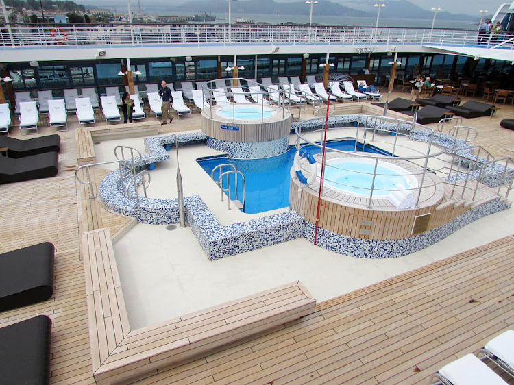 On the pool deck aboard Oceania Regatta.