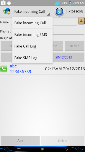 Fake Call SMS Call Logs