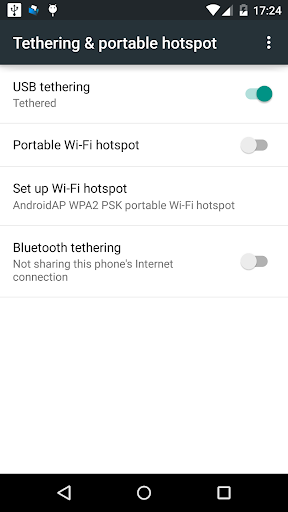 Tethering settings shortcut