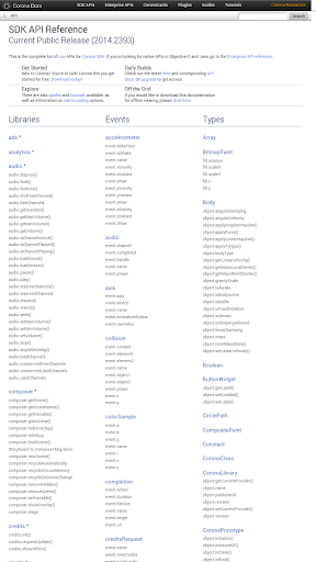 Corona SDK Documentation