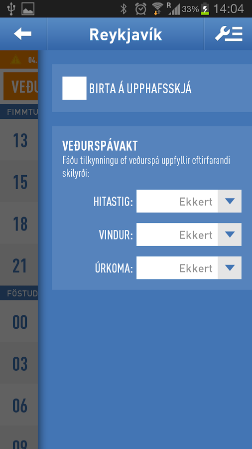   Veður se skermkiekie 