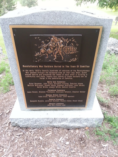 Revolutionary War Soldiers Buried in Camillus Plaque