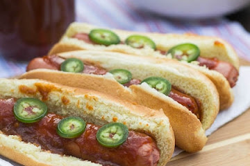 Hot Dogs with Dr. Pepper Barbecue Sauce