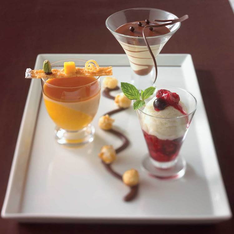 Toffee Panna Cotta served in Celebrity Cruises's Tuscan Grille dining room.