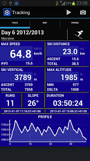 Ski Tracks Main App Screenshot