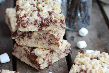Brown Butter Vanilla Bean and Nutella Swirled Rice Krispie Treats