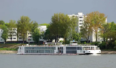 The river cruise ship Viking Lif in Cologne-Mülheim, Germany.