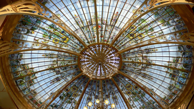 A decorative stained-glass cupola in Monte Carlo. 