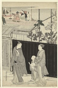 Het huis van de kyoka dichter bij nacht.