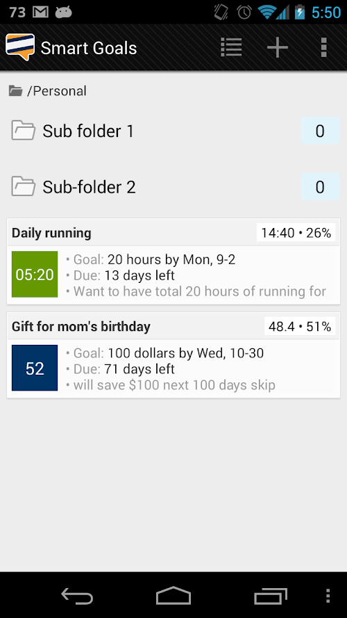 Android application Goal tracker: SmartGoals Pro screenshort