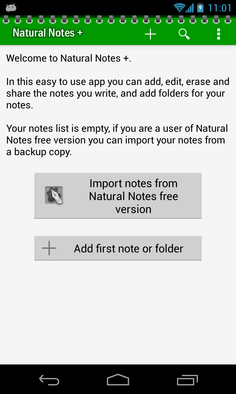 Android application Natural Notes + screenshort