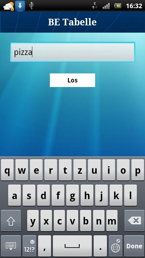 Android application BE Tabelle screenshort