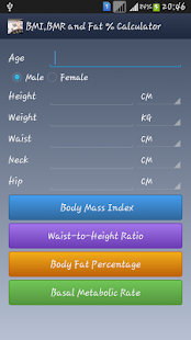 BMI BMR and Fat Calculator