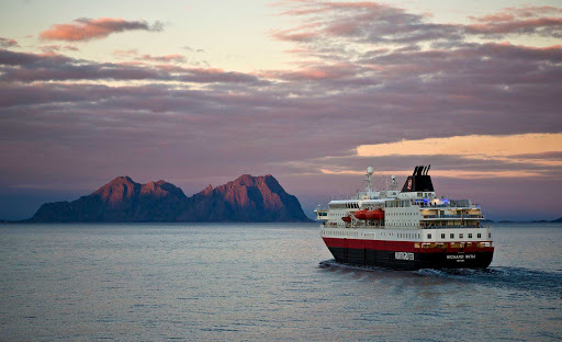 Hurtigruten-Richard-With-in-Norway-2 - Explore the coast of Norway aboard the Hurtigruten ship Richard With during the summer, making the most of the extended daylight to enjoy the views.