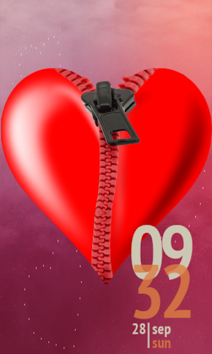 Romantic Heart Zip Screen lock