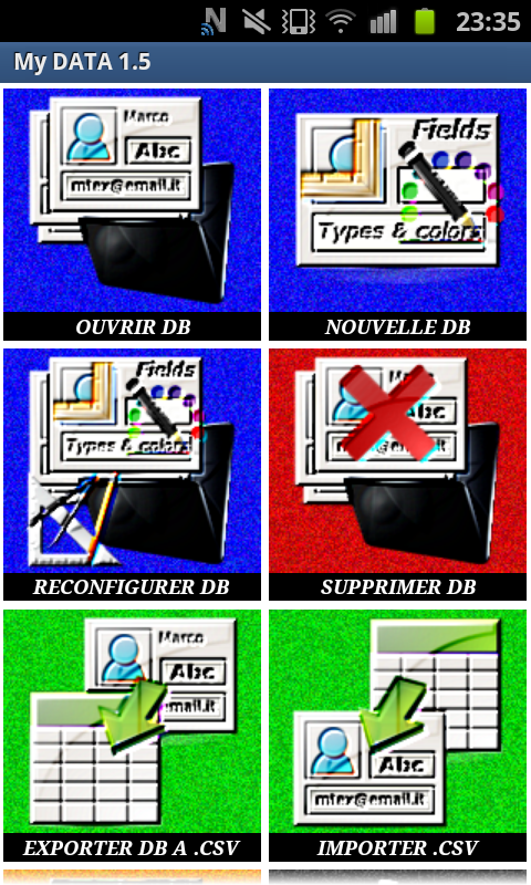 Android application My DATA - DATABASES - EXCEL QR screenshort