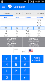 Android application DiamPrice Diamonds Calculator screenshot
