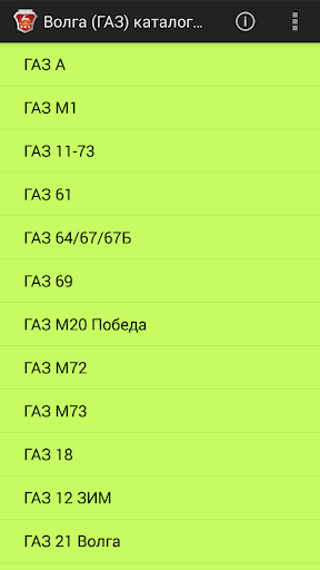 Волга ГАЗ каталог моделей