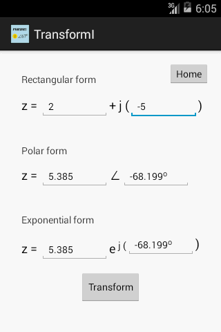 MATH/Phasor/Complex number Screen 3