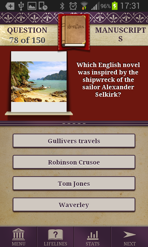 Genius Literature Quiz Screen 3