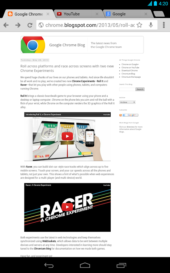 Chrome Beta - screenshot