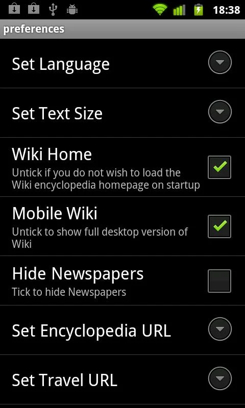 Wiki pro (Wikipedia) - screenshot