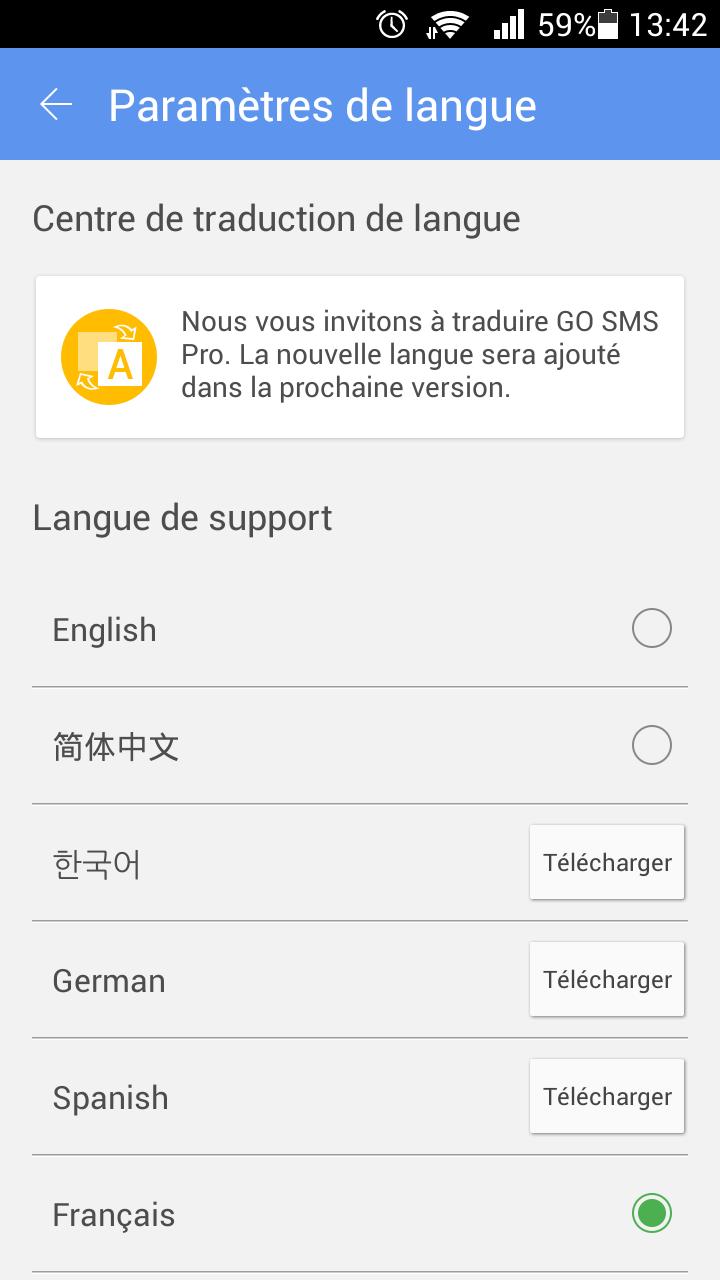 GO SMS Pro French language pac Screen 2