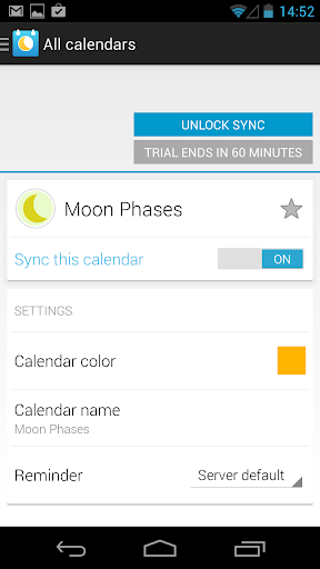 Moon Phase Calendar sync