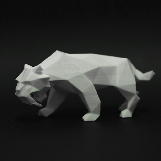Detail Of 3d Printed Product Saber Toothed Tiger Faceted By