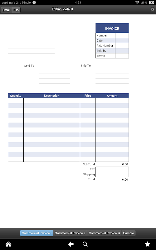 Android application Commercial Invoices screenshort
